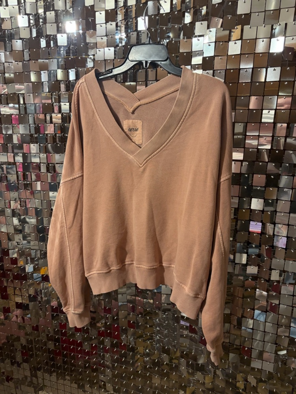 aerie V-Neck Pullover Sweater - Mauve Brown